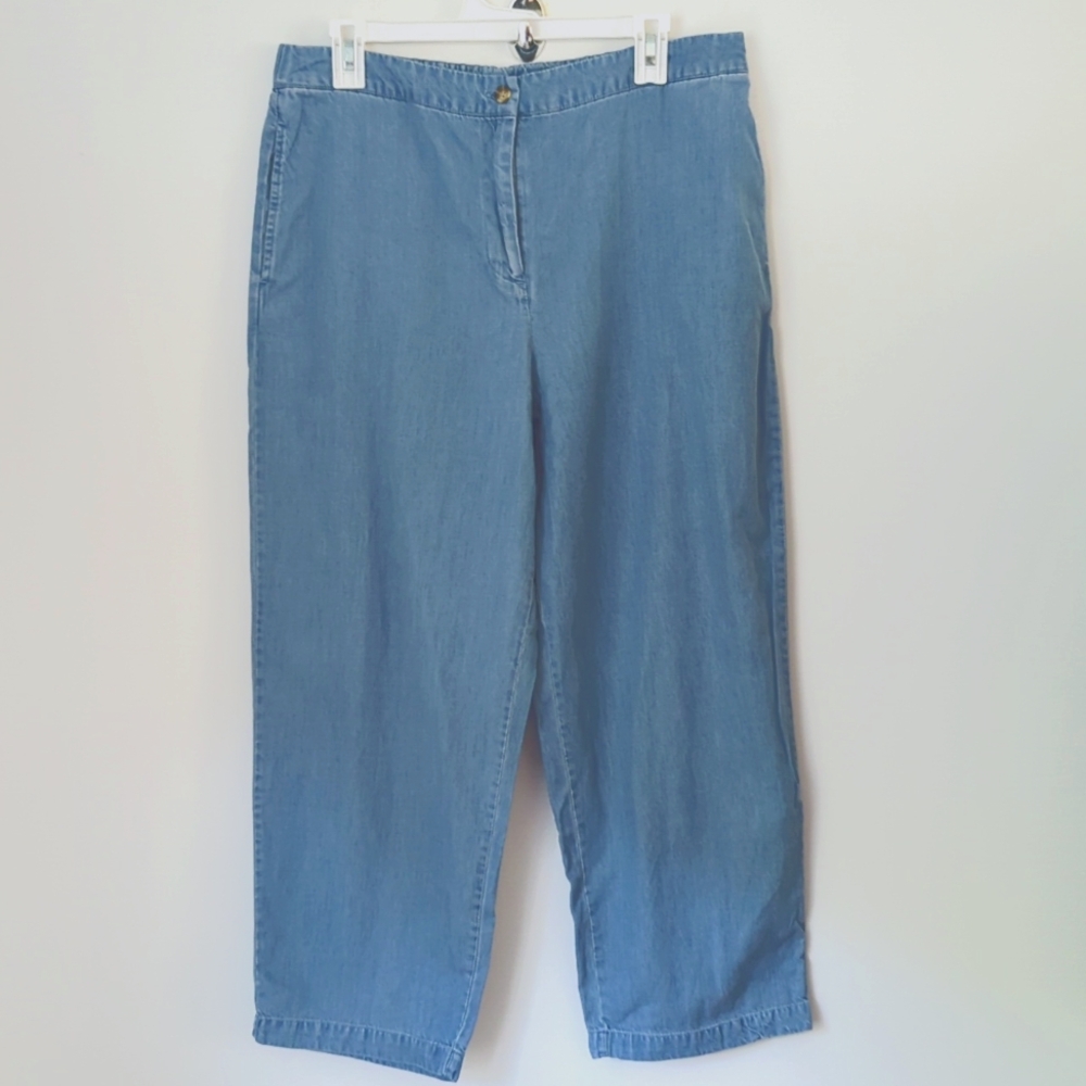 NWT Appleseeds Tencel Fiber Wide Leg Front Zipper Back Elastic Size Medium